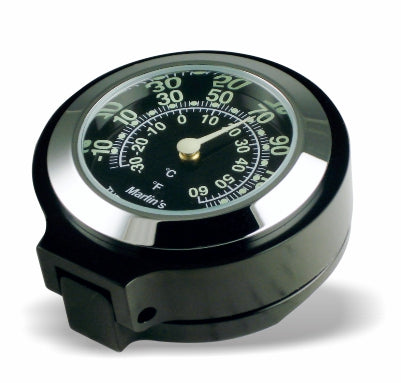 Marlin's Chrome or Black Flip Fork Lock Key Cover for Harley Davidson Road King Motorcycle with Clock or Thermometer