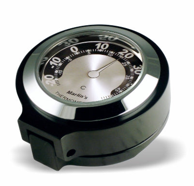 Marlin's Chrome or Black Flip Fork Lock Key Cover for Harley Davidson Road King Motorcycle with Clock or Thermometer