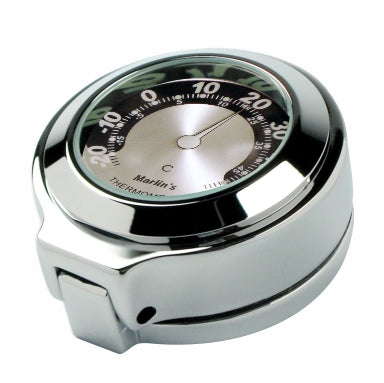 Marlin's Chrome or Black Flip Fork Lock Key Cover for Harley Davidson Road King Motorcycle with Clock or Thermometer