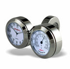 Marlin's Chrome Motorcycle Clock and Thermometer Classic Adjustable Ring Style Handlebar Dual Mount with Radiant White Faces