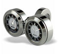 Marlin's Chrome Motorcycle Clock and Thermometer Classic Adjustable Ring Style Handlebar Dual Mount with with CLASSIC Black and Silver Faces