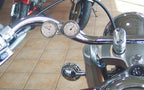 Marlin's Chrome Motorcycle Classic Adjustable Ring Style Handlebar Dual Mount WITHOUT Clock or Thermometer Face (DELETE FACE OPTION)