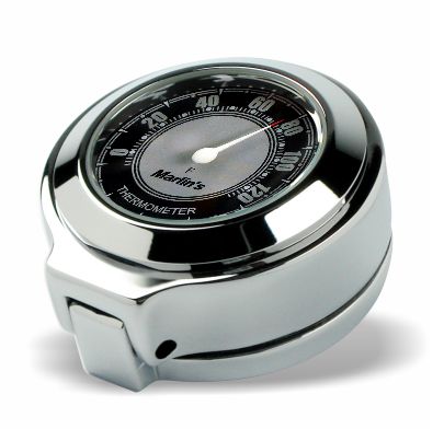 Marlin's Chrome or Black Flip Fork Lock Key Cover for Harley Davidson Road King Motorcycle with Clock or Thermometer