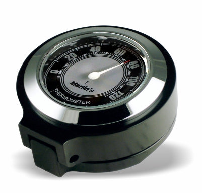 Marlin's Chrome or Black Flip Fork Lock Key Cover for Harley Davidson Road King Motorcycle with Clock or Thermometer
