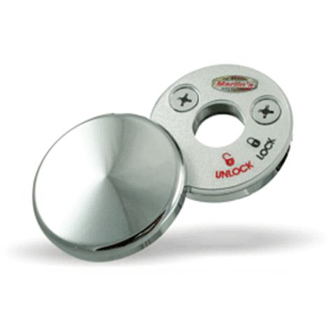 Marlin's Chrome or Black Swivel Fork Lock Key Cover for Harley