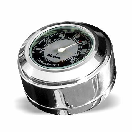 Marlin's Chrome or Black Swivel Fork Lock Key Cover for Harley Davidson Road King FLHR Motorcycle with Clock or Thermometer