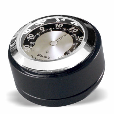 Marlin's Chrome or Black Swivel Fork Lock Key Cover for Harley Davidson Road King FLHR Motorcycle with Clock or Thermometer