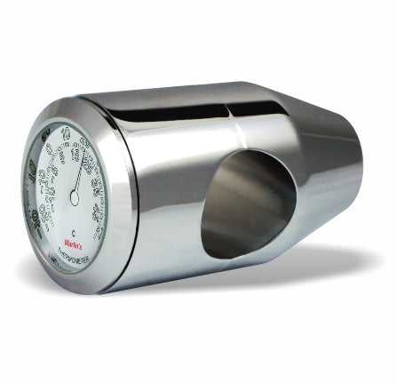 Marlin's Chrome or Black Motorcycle Bullet Billet Style Handlebar Mount with Clock or Thermometer