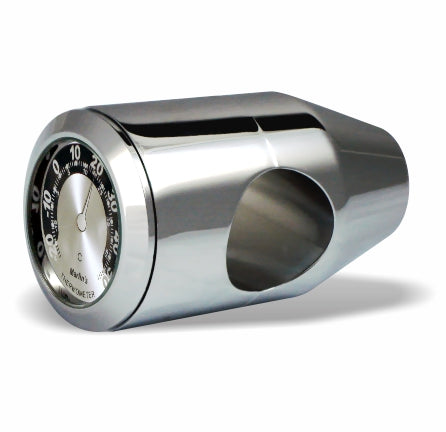 Marlin's Chrome or Black Motorcycle Bullet Billet Style Handlebar Mount with Clock or Thermometer