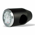 Marlin's Chrome or Black Motorcycle Bullet Billet Style Handlebar Mount with Clock or Thermometer