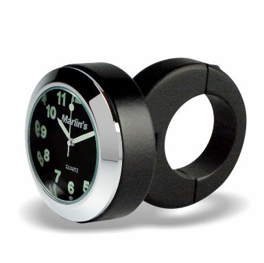 Marlin's Motorcycle Classic Adjustable Ring Style Handlebar Mount with Clock or Thermometer