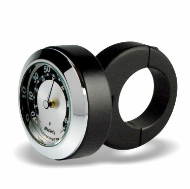 Marlin's Motorcycle Classic Adjustable Ring Style Handlebar Mount with Clock or Thermometer