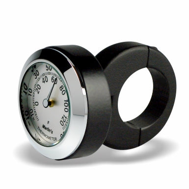 Marlin's Motorcycle Classic Adjustable Ring Style Handlebar Mount with Clock or Thermometer