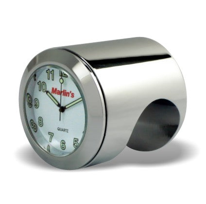 Marlin's Chrome or Black Talon Motorcycle Handlebar Mount  with Clock or Thermometer