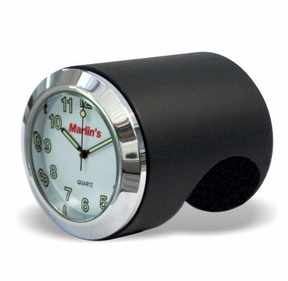 Marlin's Chrome or Black Talon Motorcycle Handlebar Mount  with Clock or Thermometer