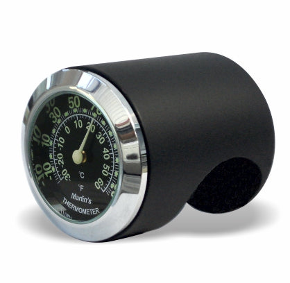 Marlin's Chrome or Black Talon Motorcycle Handlebar Mount  with Clock or Thermometer