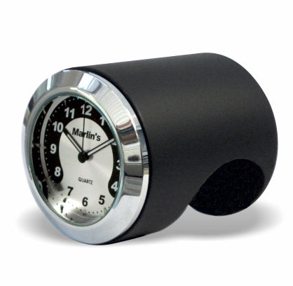 Marlin's Chrome or Black Talon Motorcycle Handlebar Mount  with Clock or Thermometer