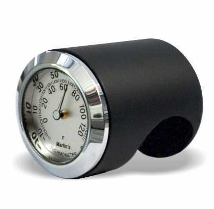 Marlin's Chrome or Black Talon Motorcycle Handlebar Mount  with Clock or Thermometer