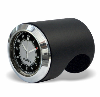 Marlin's Chrome or Black Talon Motorcycle Handlebar Mount  with Clock or Thermometer