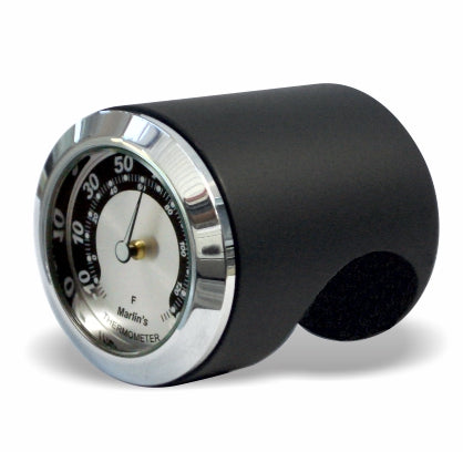 Marlin's Chrome or Black Talon Motorcycle Handlebar Mount  with Clock or Thermometer