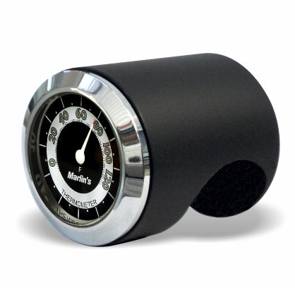 Marlin's Chrome or Black Talon Motorcycle Handlebar Mount  with Clock or Thermometer