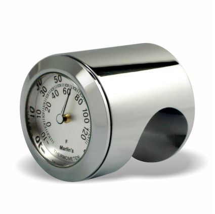 Marlin's Chrome or Black Talon Motorcycle Handlebar Mount  with Clock or Thermometer