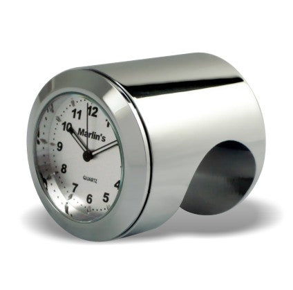Marlin's Chrome or Black Talon Motorcycle Handlebar Mount  with Clock or Thermometer