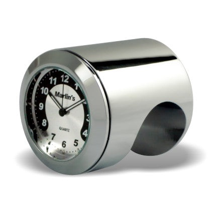 Marlin's Chrome or Black Talon Motorcycle Handlebar Mount  with Clock or Thermometer