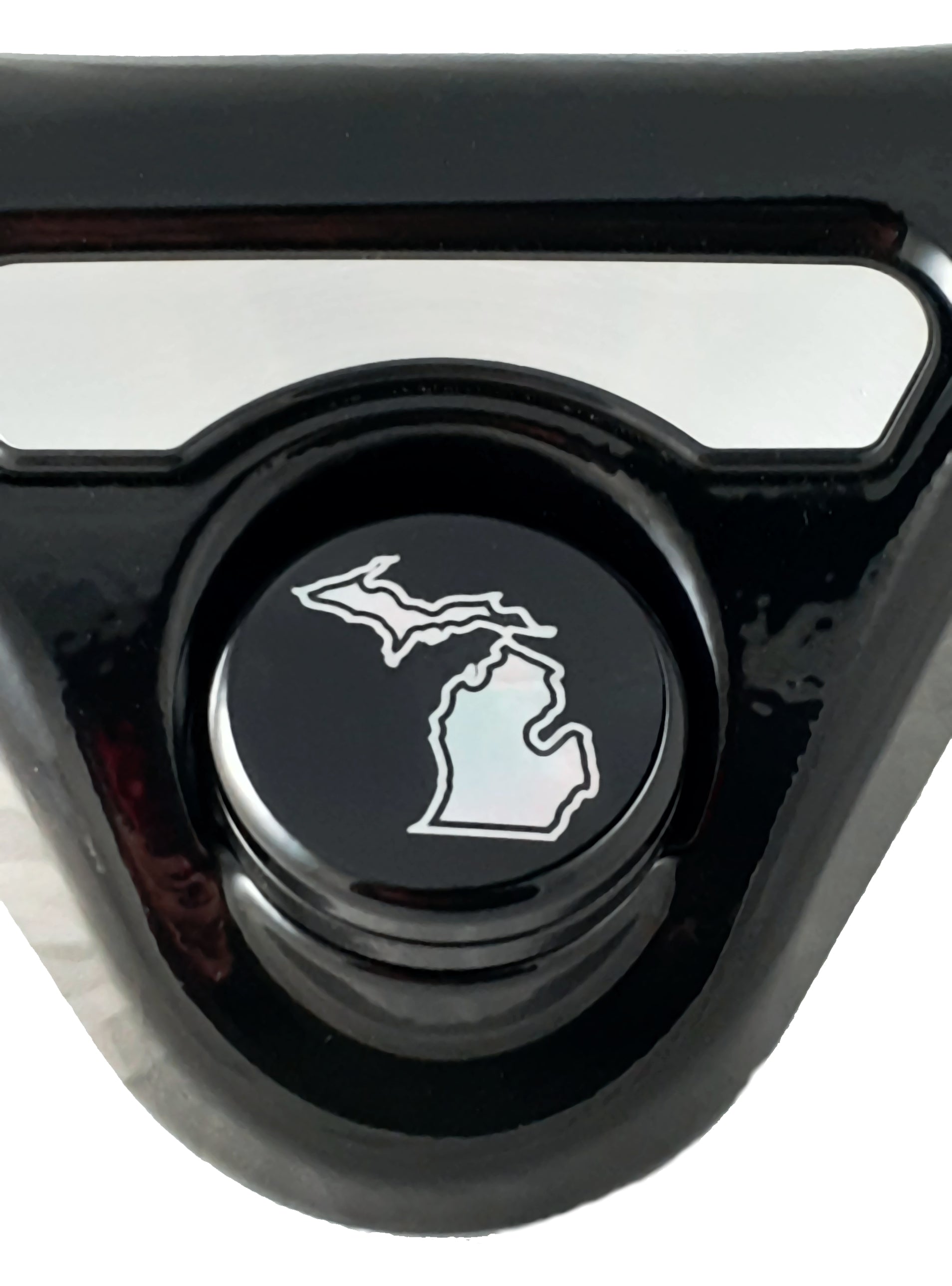 Marlin's Gloss Black Swivel Fork Lock Key Cover with Laser Engraved U.S. State Outline for Harley Davidson Road King FLHR Motorcycle