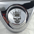 Marlin's Swivel Fork Lock Key Cover with Laser Engraved Crowned Skull for Harley Davidson Road King FLHR Motorcycle
