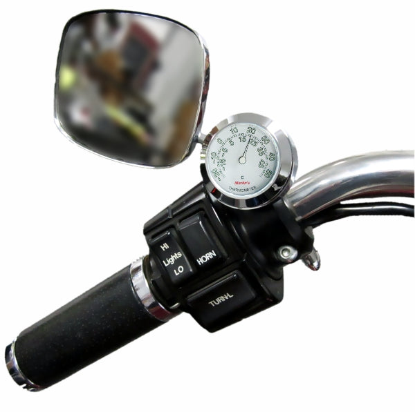 Marlin's Chrome or Black Motorcycle CHAMP Mount (Control Housing with Adjustable Mounting Position) with Clock or Thermometer