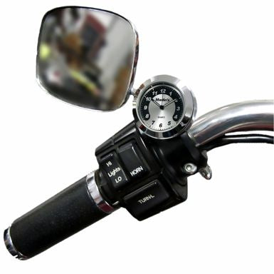 Marlin's Chrome or Black Motorcycle CHAMP Mount (Control Housing with Adjustable Mounting Position) with Clock or Thermometer