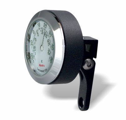Marlin's Chrome or Black Motorcycle Perch Clamp - Brake/Clutch - Windshield Mount with Clock or Thermometer