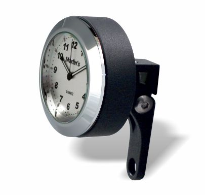 Marlin's Chrome or Black Motorcycle Perch Clamp - Brake/Clutch - Windshield Mount with Clock or Thermometer