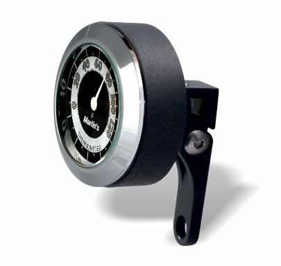 Marlin's Chrome or Black Motorcycle Perch Clamp - Brake/Clutch - Windshield Mount with Clock or Thermometer