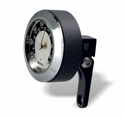 Marlin's Chrome or Black Motorcycle Perch Clamp - Brake/Clutch - Windshield Mount with Clock or Thermometer