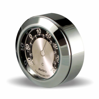 Marlin's Chrome or Black TOCS Multi-Purpose Tape / Screw On Motorcycle Clock or Thermometer For Road King FLHR Tank Panel, Flat Surface Mount, Snowmobile, Jetski, Car Dash, RV and More
