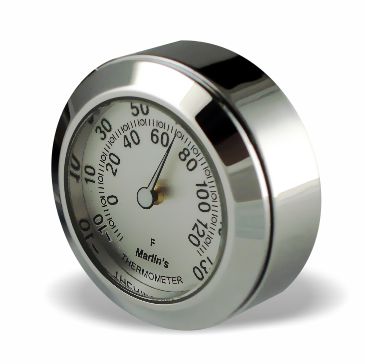 Marlin's Chrome or Black TOCS Multi-Purpose Tape / Screw On Motorcycle Clock or Thermometer For Road King FLHR Tank Panel, Flat Surface Mount, Snowmobile, Jetski, Car Dash, RV and More