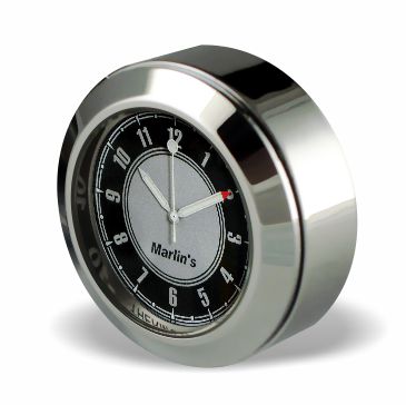 Marlin's Chrome or Black TOCS Multi-Purpose Tape / Screw On Motorcycle Clock or Thermometer For Road King FLHR Tank Panel, Flat Surface Mount, Snowmobile, Jetski, Car Dash, RV and More
