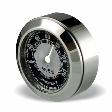 Marlin's Chrome or Black TOCS Multi-Purpose Tape / Screw On Motorcycle Clock or Thermometer For Road King FLHR Tank Panel, Flat Surface Mount, Snowmobile, Jetski, Car Dash, RV and More