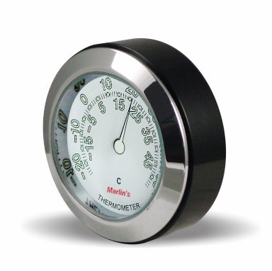 Marlin's Chrome or Black TOCS Multi-Purpose Tape / Screw On Motorcycle Clock or Thermometer For Road King FLHR Tank Panel, Flat Surface Mount, Snowmobile, Jetski, Car Dash, RV and More