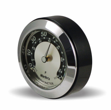 Marlin's Chrome or Black TOCS Multi-Purpose Tape / Screw On Motorcycle Clock or Thermometer For Road King FLHR Tank Panel, Flat Surface Mount, Snowmobile, Jetski, Car Dash, RV and More
