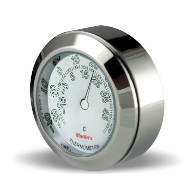 Marlin's Chrome or Black TOCS Multi-Purpose Tape / Screw On Motorcycle Clock or Thermometer For Road King FLHR Tank Panel, Flat Surface Mount, Snowmobile, Jetski, Car Dash, RV and More