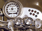 Marlin's Chrome Motorcycle Clock and Thermometer Classic Adjustable Ring Style Handlebar Dual Mount with Radiant White Faces
