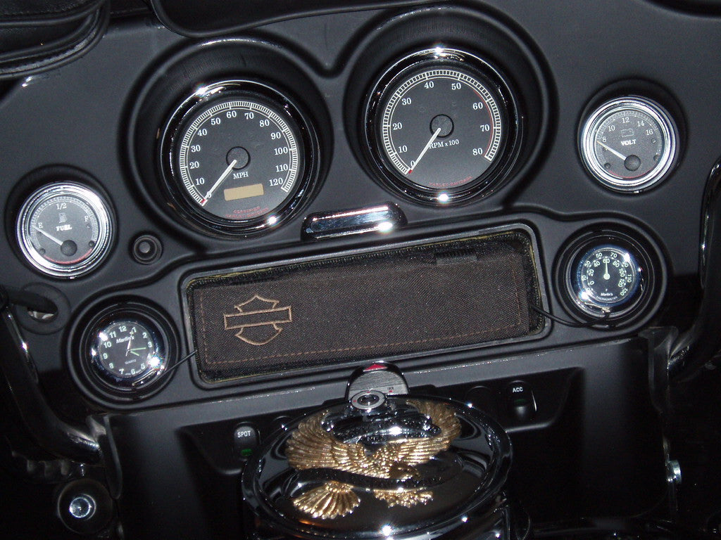 Marlin's FLH Glide Bike Fairing Insert with Clock or Thermometer For Harley Davidson Electra Glide, Road Glide and Tri Glide
