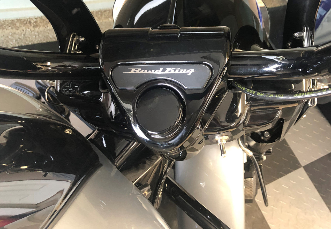 Marlin's Chrome or Black Swivel Fork Lock Key Cover for Harley Davidson Road King FLHR Motorcycle