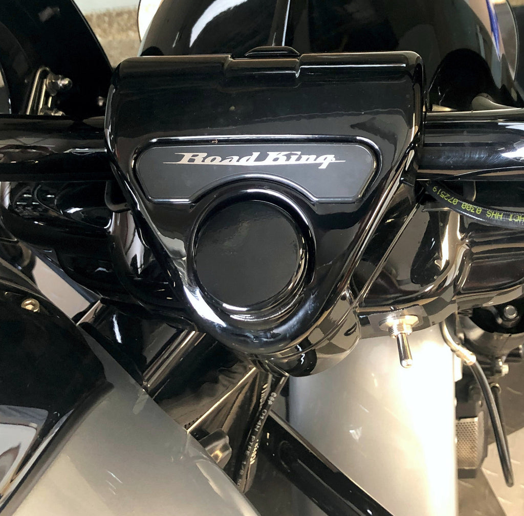 Marlin's Gloss Black Swivel Fork Lock Key Cover for Harley Davidson Road King FLHR Motorcycle