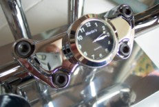 Marlin's Chrome or Black TOCS Multi-Purpose Tape / Screw On Motorcycle Clock or Thermometer For Road King FLHR Tank Panel, Flat Surface Mount, Snowmobile, Jetski, Car Dash, RV and More