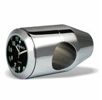 Marlin's Chrome Motorcycle Clock Bullet Billet Style Handlebar Mount with Traditional Black Face