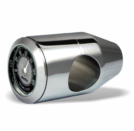 Marlin's Chrome Motorcycle Thermometer Bullet Billet Style Handlebar Mount with CLASSIC Black and Silver (Fahrenheit Scale) Face